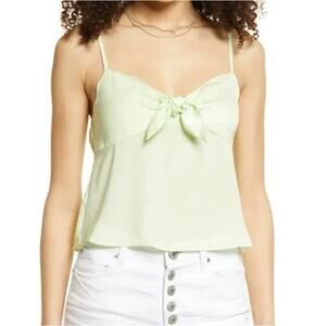 New BP. NORDSTROM Women's Green Limecream Bow Detail Tank Top Size L